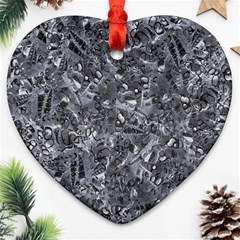 Geologic Marine Life Motif Black And White Print Ornament (heart) by dflcprintsclothing