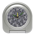 Geologic Marine Life Motif Black And White Print Travel Alarm Clock Front