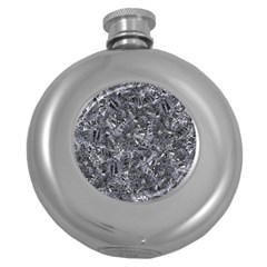 Geologic Marine Life Motif Black And White Print Round Hip Flask (5 Oz) by dflcprintsclothing