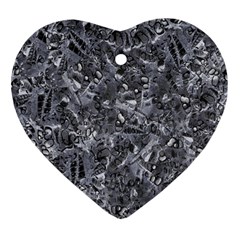 Geologic Marine Life Motif Black And White Print Heart Ornament (two Sides) by dflcprintsclothing