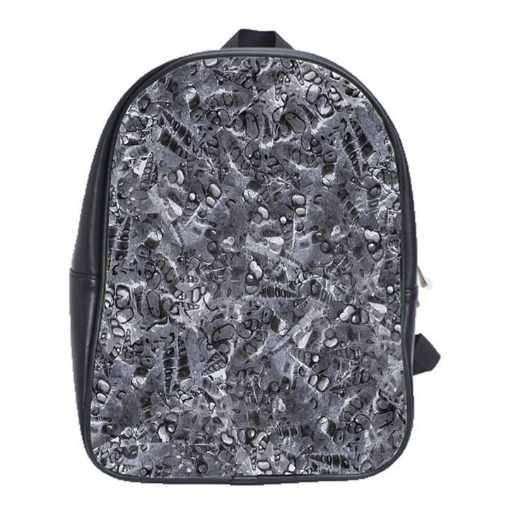 Geologic Marine Life Motif Black And White Print School Bag (Large)