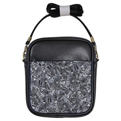 Geologic Marine Life Motif Black And White Print Girls Sling Bag by dflcprintsclothing