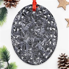 Geologic Marine Life Motif Black And White Print Ornament (oval Filigree)