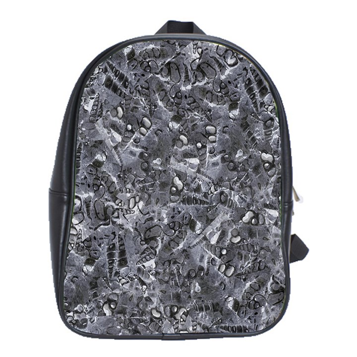 Geologic Marine Life Motif Black And White Print School Bag (XL)