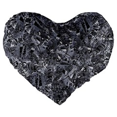 Geologic Marine Life Motif Black And White Print Large 19  Premium Heart Shape Cushions