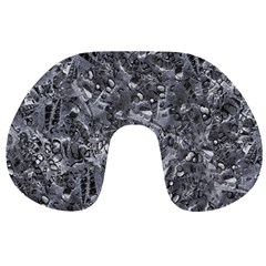 Geologic Marine Life Motif Black And White Print Travel Neck Pillow by dflcprintsclothing