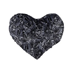 Geologic Marine Life Motif Black And White Print Standard 16  Premium Flano Heart Shape Cushions by dflcprintsclothing