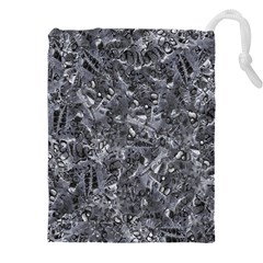 Geologic Marine Life Motif Black And White Print Drawstring Pouch (5xl) by dflcprintsclothing