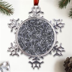 Geologic Marine Life Motif Black And White Print Metal Large Snowflake Ornament by dflcprintsclothing