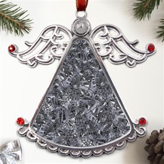 Geologic Marine Life Motif Black And White Print Metal Angel With Crystal Ornament by dflcprintsclothing