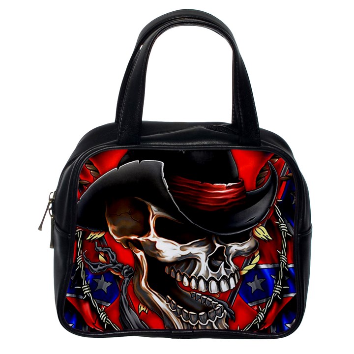 Confederate Flag Usa America United States Csa Civil War Rebel Dixie Military Poster Skull Classic Handbag (One Side)