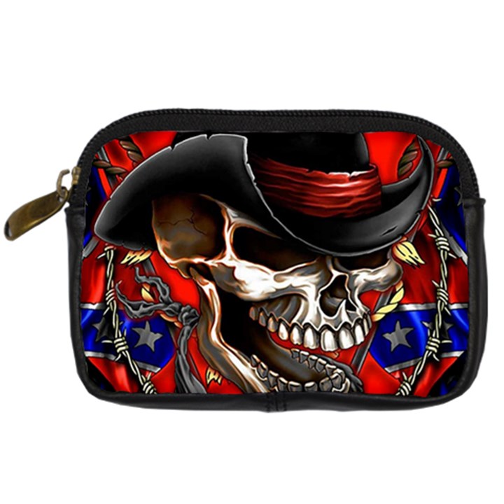 Confederate Flag Usa America United States Csa Civil War Rebel Dixie Military Poster Skull Digital Camera Leather Case