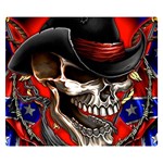 Confederate Flag Usa America United States Csa Civil War Rebel Dixie Military Poster Skull Two Sides Premium Plush Fleece Blanket (Kids Size) 50 x40  Blanket Front