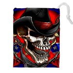 Confederate Flag Usa America United States Csa Civil War Rebel Dixie Military Poster Skull Drawstring Pouch (4XL) Front