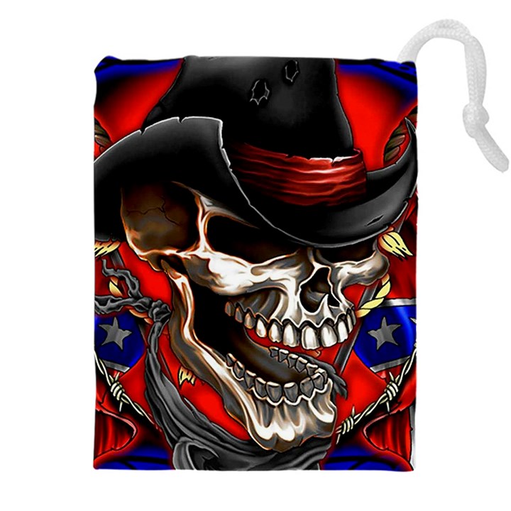 Confederate Flag Usa America United States Csa Civil War Rebel Dixie Military Poster Skull Drawstring Pouch (4XL)