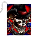 Confederate Flag Usa America United States Csa Civil War Rebel Dixie Military Poster Skull Drawstring Pouch (4XL) Back