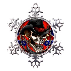 Confederate Flag Usa America United States Csa Civil War Rebel Dixie Military Poster Skull Metal Large Snowflake Ornament by Ket1n9