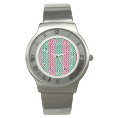 Yellow Blue Pattern Stainless Steel Watch by ytdream