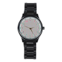 Yellow Blue Pattern Stainless Steel Round Watch by ytdream