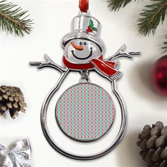 Yellow Blue Pattern Metal Snowman Ornament