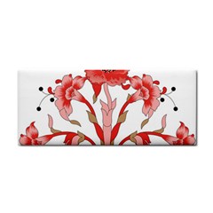 A Design Of A Red Flower On A White Background Hand Towel by catchydesignhill