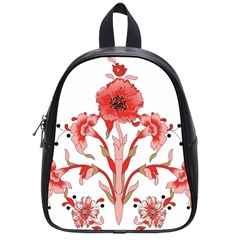 A Design Of A Red Flower On A White Background School Bag (small)