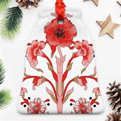 A Design Of A Red Flower On A White Background Ornament (bell)