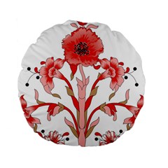 A Design Of A Red Flower On A White Background Standard 15  Premium Round Cushions by catchydesignhill