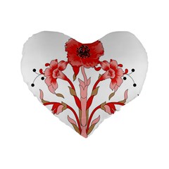 A Design Of A Red Flower On A White Background Standard 16  Premium Heart Shape Cushions by catchydesignhill