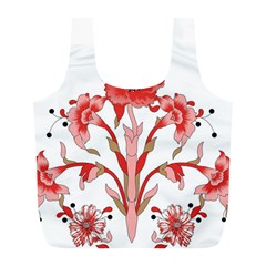 A Design Of A Red Flower On A White Background Full Print Recycle Bag (l) by catchydesignhill