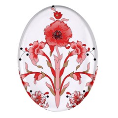 A Design Of A Red Flower On A White Background Oval Glass Fridge Magnet (4 Pack) by catchydesignhill