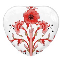 A Design Of A Red Flower On A White Background Heart Glass Fridge Magnet (4 Pack) by catchydesignhill