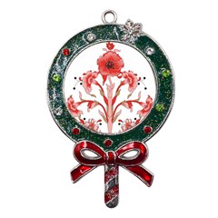 A Design Of A Red Flower On A White Background Metal X mas Lollipop With Crystal Ornament by catchydesignhill