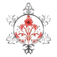 A Design Of A Red Flower On A White Background Metal Small Snowflake Ornament by catchydesignhill