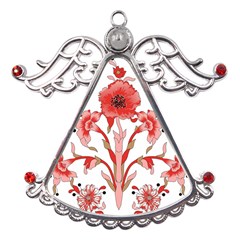 A Design Of A Red Flower On A White Background Metal Angel With Crystal Ornament by catchydesignhill