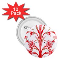 A Drawing Of A Red Flower And Leaves On A White Background 1 75  Buttons (10 Pack) by catchydesignhill