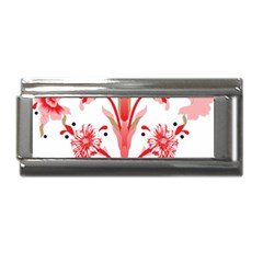 A Drawing Of A Red Flower And Leaves On A White Background Superlink Italian Charm (9mm) by catchydesignhill