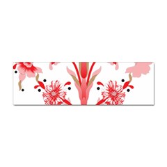 A Drawing Of A Red Flower And Leaves On A White Background Sticker Bumper (10 Pack) by catchydesignhill