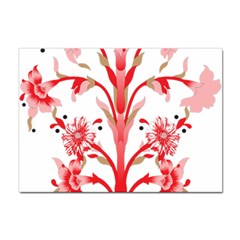 A Drawing Of A Red Flower And Leaves On A White Background Sticker A4 (100 Pack) by catchydesignhill