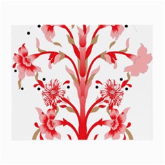 A Drawing Of A Red Flower And Leaves On A White Background Small Glasses Cloth (2 Sides) by catchydesignhill