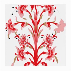 A Drawing Of A Red Flower And Leaves On A White Background Medium Glasses Cloth (2 Sides) by catchydesignhill