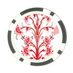 A Drawing Of A Red Flower And Leaves On A White Background Poker Chip Card Guard (10 pack) Back