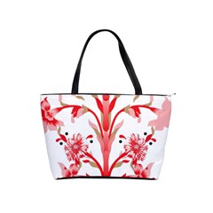 A Drawing Of A Red Flower And Leaves On A White Background Classic Shoulder Handbag by catchydesignhill