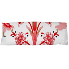 A Drawing Of A Red Flower And Leaves On A White Background Body Pillow Case (dakimakura) by catchydesignhill