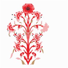 A Drawing Of A Red Flower And Leaves On A White Background Small Garden Flag (two Sides) by catchydesignhill