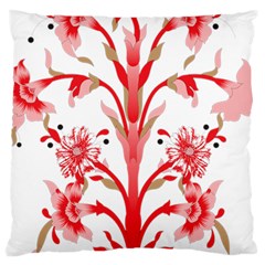 A Drawing Of A Red Flower And Leaves On A White Background Large Cushion Case (one Side) by catchydesignhill