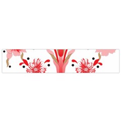 A Drawing Of A Red Flower And Leaves On A White Background Small Premium Plush Fleece Scarf by catchydesignhill