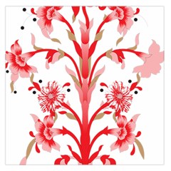 A Drawing Of A Red Flower And Leaves On A White Background Square Satin Scarf (36  X 36 ) by catchydesignhill