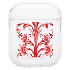 A Drawing Of A Red Flower And Leaves On A White Background Soft Tpu Airpods 1/2 Case by catchydesignhill