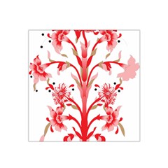 A Drawing Of A Red Flower And Leaves On A White Background Satin Bandana Scarf 22  X 22 